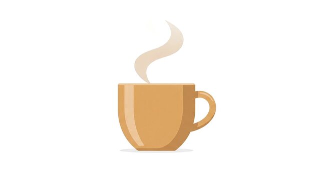 animated graphic of a steaming cup of hot beverage isolated on a solid white background motion