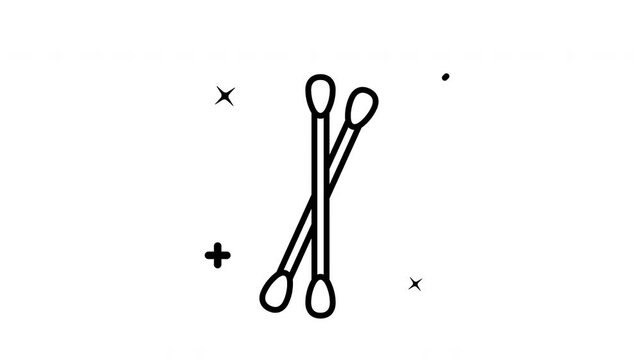 Cotton swab icon animation for soft hygiene, essential bathroom accessories with round heads, ideal for health, beauty, and personal care.