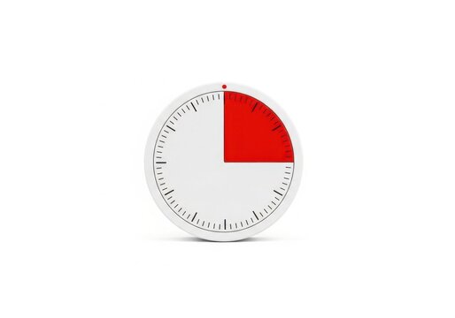 White visual kitchen timer showing fifteen minutes on white background