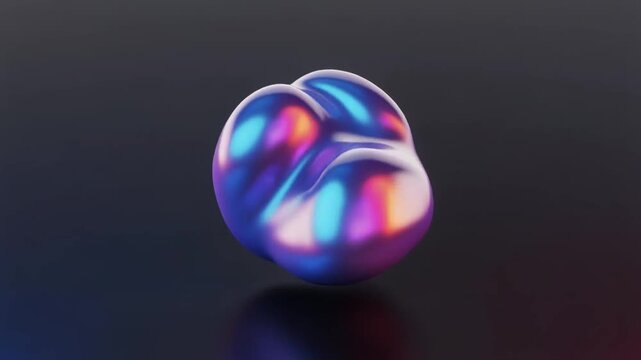 iridescent liquid blob morphing in dark cinematic loop 4k