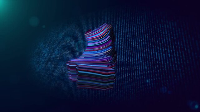 Dynamic Portugal map reveal animation features glowing wavy lines, colorful neon lighting, digital particles, grid elements, dimensional depth, and animated Portugal text.