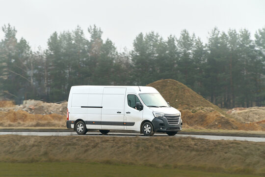 Business delivery van in natural landscape