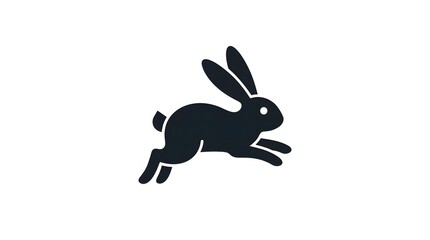 Obraz premium Black running rabbit silhouette vector icon isolated on white background symbol for speed and agility