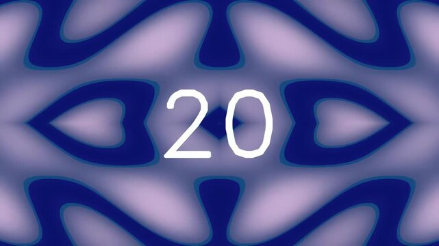Abstract blue and purple pattern with number twenty in center