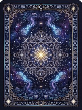detailed Macro photo of tarot card back design 2k showing abstract micro structural details and textures with professional studio lighting