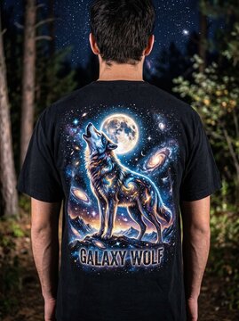 detailed Macro photo of galaxy wolf howling at moon showing abstract micro structural details and textures with professional studio lighting