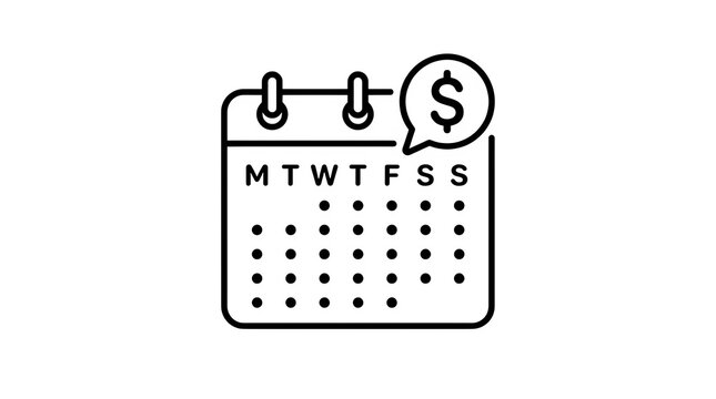Financial calendar icon illustrating weekly income and profit planning