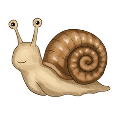Cute Garden Snail Watercolor Animal Clipart © Mella