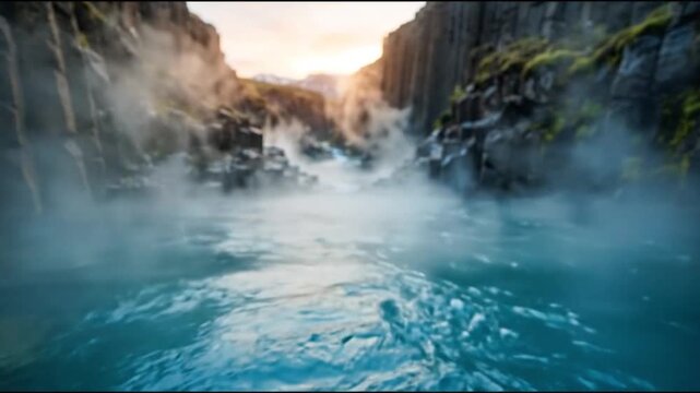 Icelandic Geothermal Basalt Hot Spring at Dawn - Premium Travel & Wellness Loop