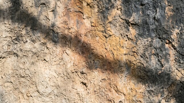 Weathered limestone surface with rugged mineral texture, natural erosion patterns, earthy colors, and rough geological detail for abstract and architectural backgrounds.