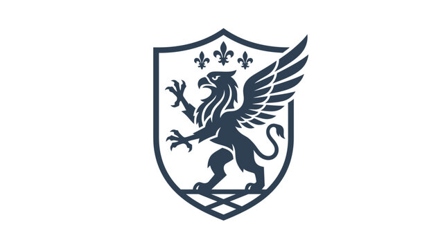 Mythical creature griffin emblem heraldry shield crest