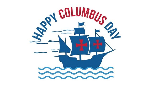 Columbus Day ship graphic for national holiday celebration