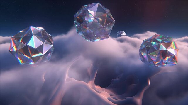 Cosmic Crystal Polyhedrons 4K Generative AI