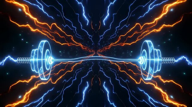 Electric Neon Barbell Fitness Energy 4K Generative AI