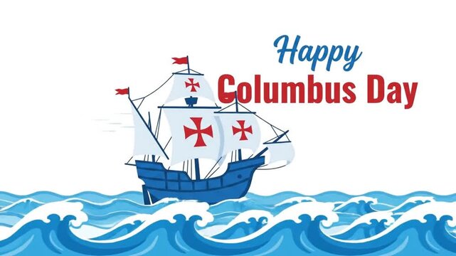 Columbus Day sailing ship illustration for holiday celebration