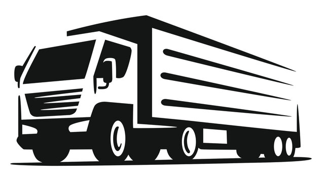 Delivery truck silhouette, logistics and freight transportation concept vector illustration