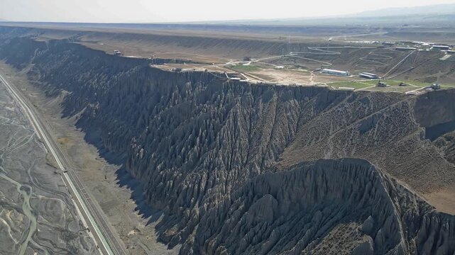 Aerial View of Dushanzi Grand Canyon in Karamay, Xinjiang, China