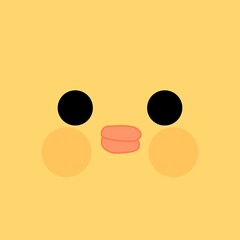 Cute yellow chick face pattern, kawaii baby duck background, minimal animal face illustration © al.archive