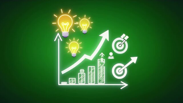 Concept of Innovation and Growth Illustrated by Lightbulbs on a Coordinate Plane
