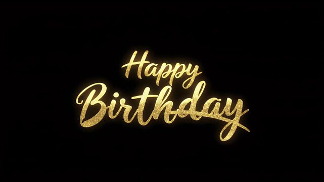 Golden Glitter Text "Hi" on Black Background.