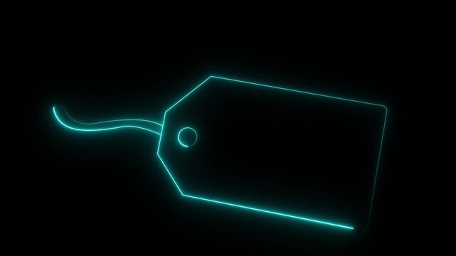 Isolated Blank Beige Price Tag. neon line price tag frame animation