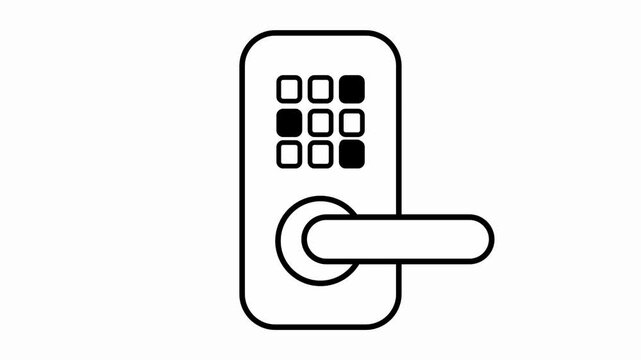 Animated Door Lock Keypad Icon. Digital Access Control Symbol. Simple Motion Graphic for Security, Password, PIN, Smart Lock, Authentication and Home Protection.