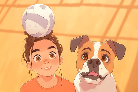 A cheerful boy happily prepares food with his adorable dog watching closely by his side