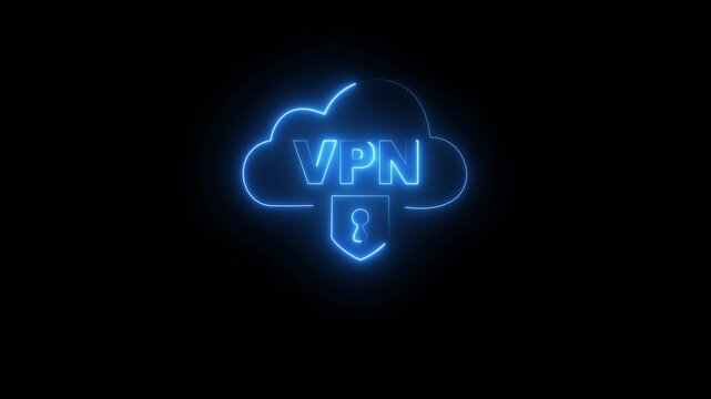 glowing neon Vpn connections zero trust security online privacy authentication concept with businessman cloud lock icon in office animation 4k video