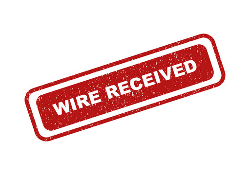 Red wire received rubber stamp sign with a grunge texture effect