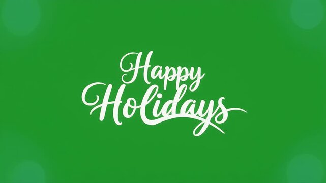 White "Happy Ho" text with a green bokeh background.
