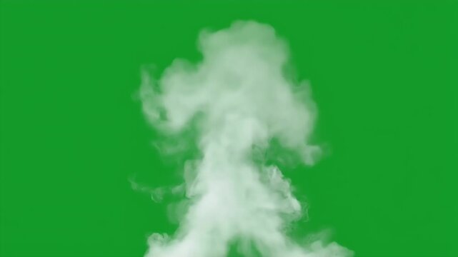 White smoke effect against a green screen background.