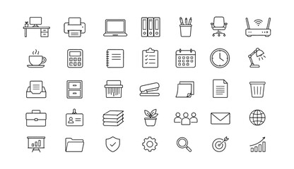 Fototapeta premium Set of thin line office and business icons for web design and professional corporate project development