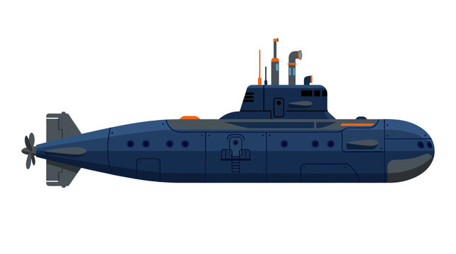 Modern submarine illustration isolated on white