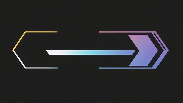 A horizontal arrow graphic with a gradient of purple and blue on a dark background.