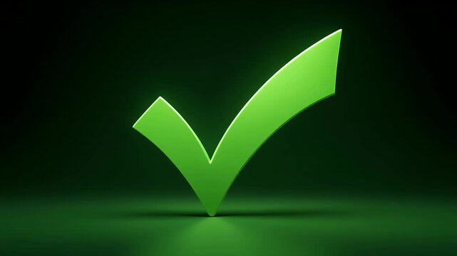 A bright green checkmark stands out against a dark, moody background.