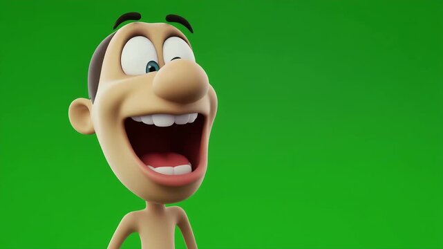 A 3D cartoon character with a shocked or surprised expression.