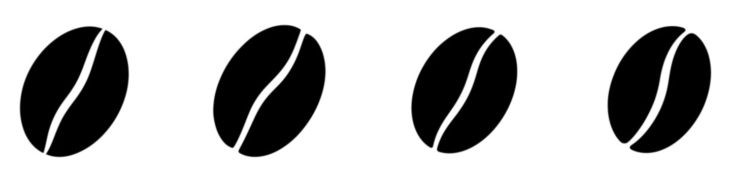 Roasted coffee bean silhouette icon in bold black vector style for cafe branding, packaging, menus, and designs.