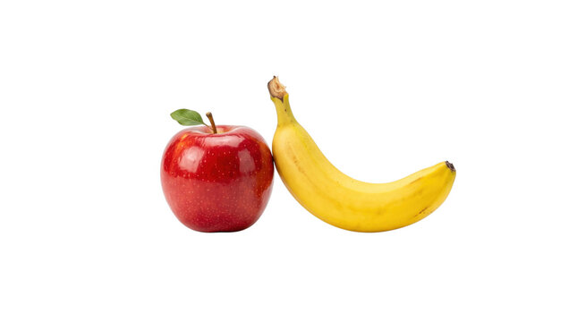 Fresh red apple and yellow banana from stock_photo_26.jpg isolated