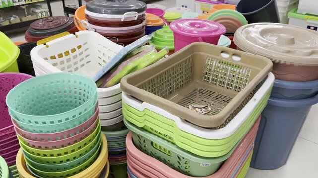Assorted Plastic Containers for Home Organization Business Background