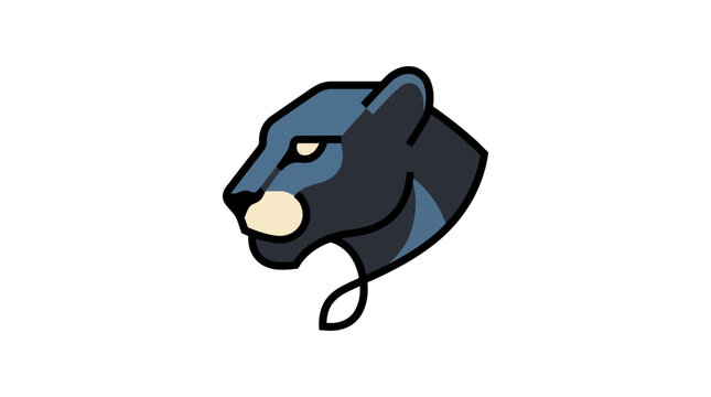 Black panther head logo profile on white background.