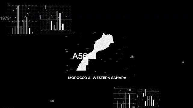 Morocco & western Sahara Guinea map animation showcasing economy, infrastructure, technology, population, energy, trade, and national development data for presentations, films, documentaries