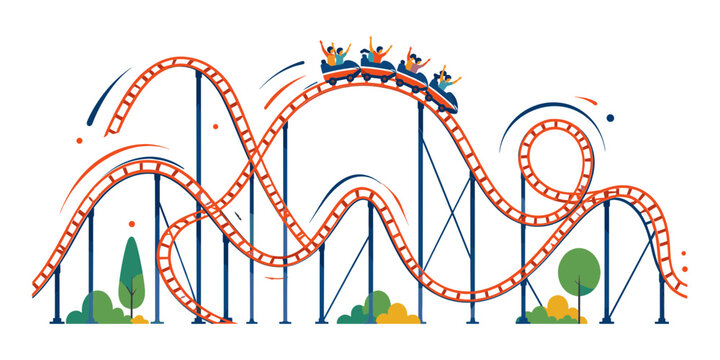 National Roller Coaster Day Roller Coaster Track Vector With Loops, Curves And Thrill Ride Amusement Park Design