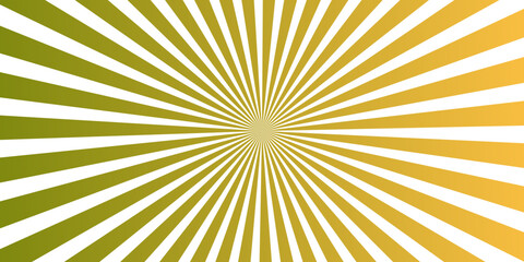 Fototapeta premium A vibrant radial burst of light emanates from a central point, creating an abstract sunburst pattern with a gradient of green to yellow hues.