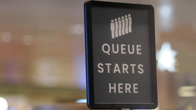 Queue starts here in public place