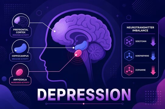 Major depressive disorder brain infographic illustration