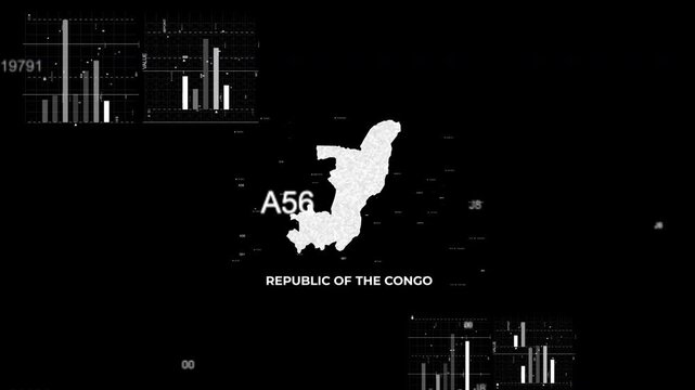 Republic of the Congo map animation showcasing economy, infrastructure, technology, population, energy, trade, and national development data for presentations, films, documentaries, and motion graphic