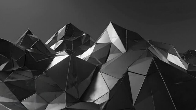 Abstract dark geometric landscape with sharp triangular mountain peaks