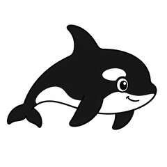 Fototapeta premium Cute cartoon orca whale illustration isolated on white background