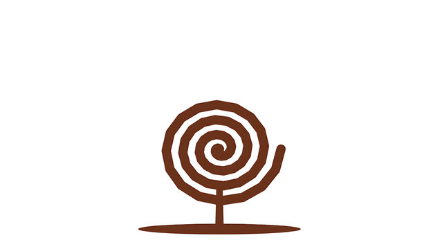 Minimalist brown spiral tree icon isolated on white background for graphic design