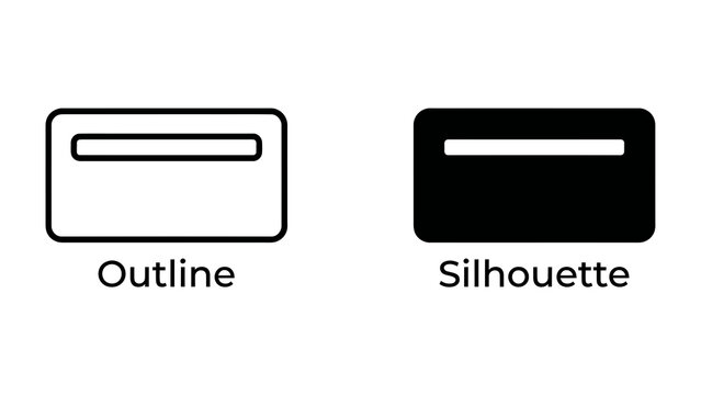 Outline and Silhouette Icon: A clear representation of two simple rectangular icons, one presented as an outline and the other as a solid silhouette.